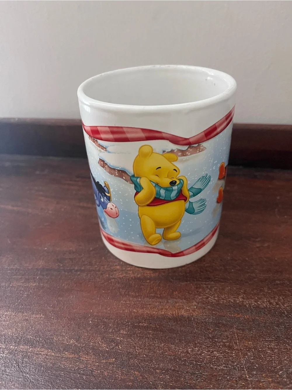 Disney Winnie the Pooh Ceramic Mug with Red and Yellow Accents